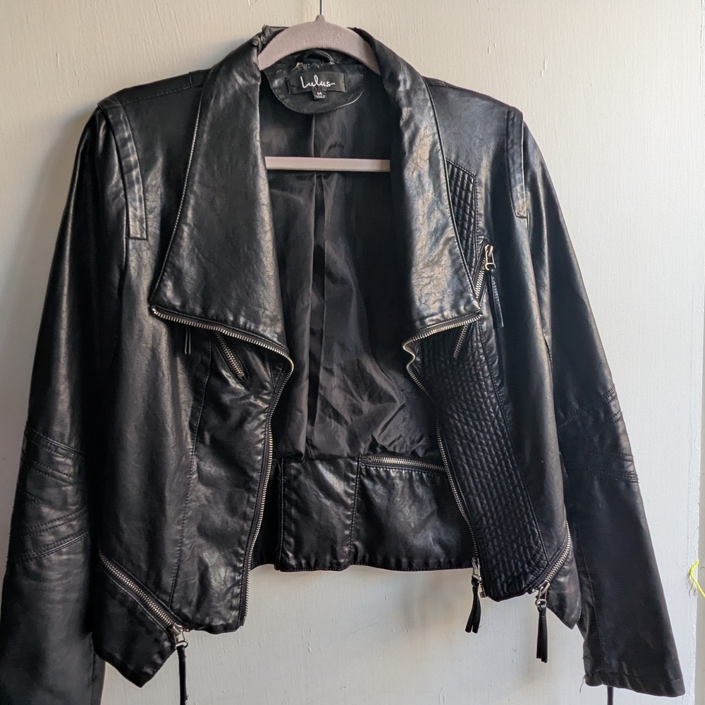 Lulu's Sleek Black Leather Jacket